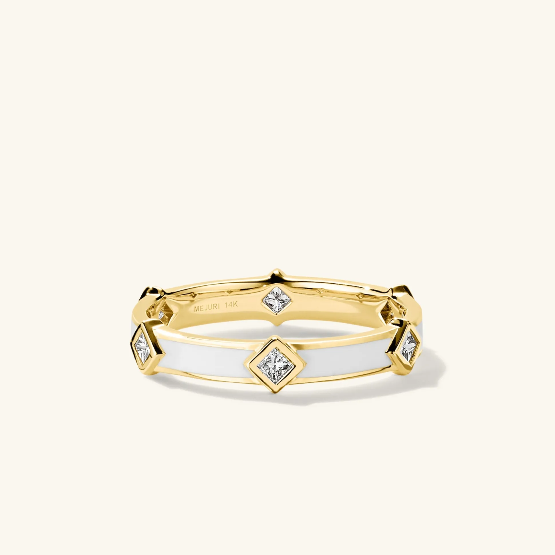 Mejuri Angled Diamond Station Enamel Ring- Stackable Rings | Rings