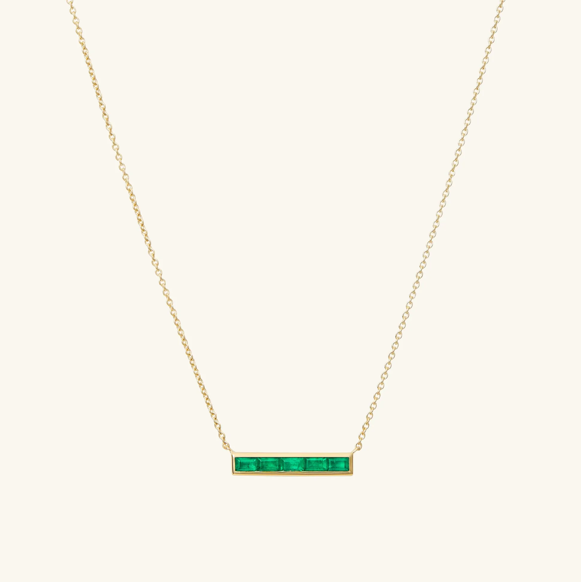 Mejuri Baguette Emerald Bar Necklace- Necklaces