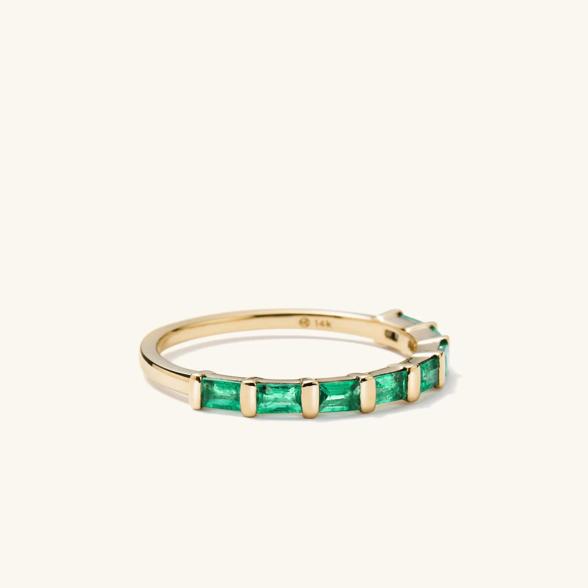 Mejuri Baguette Emerald Half Eternity Band- Stackable Rings | Rings