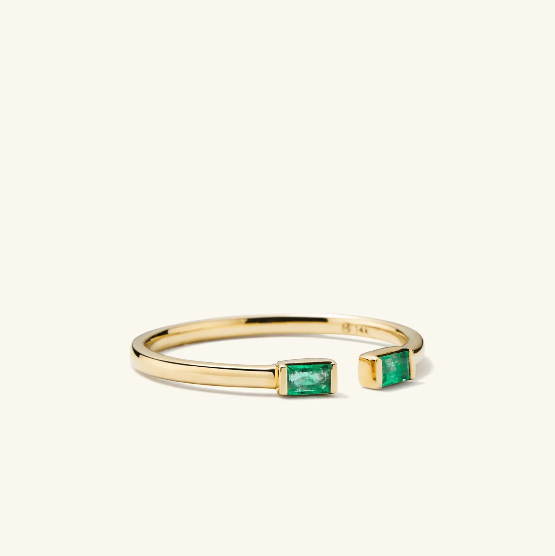 Mejuri Baguette Emerald Open Ring- Stackable Rings | Rings