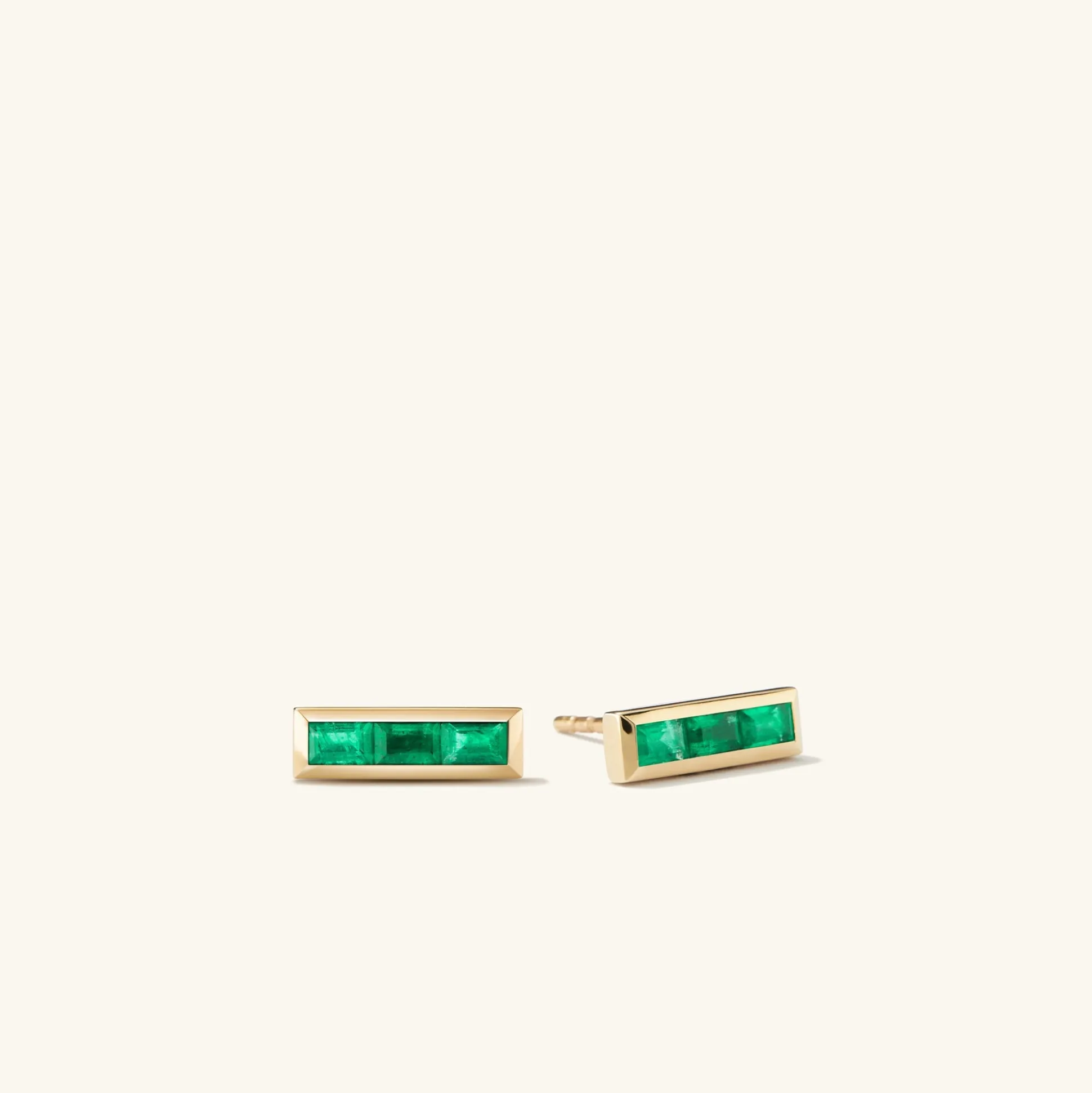 Mejuri Baguette Emerald Stud Earrings- Stud Earrings | Earrings