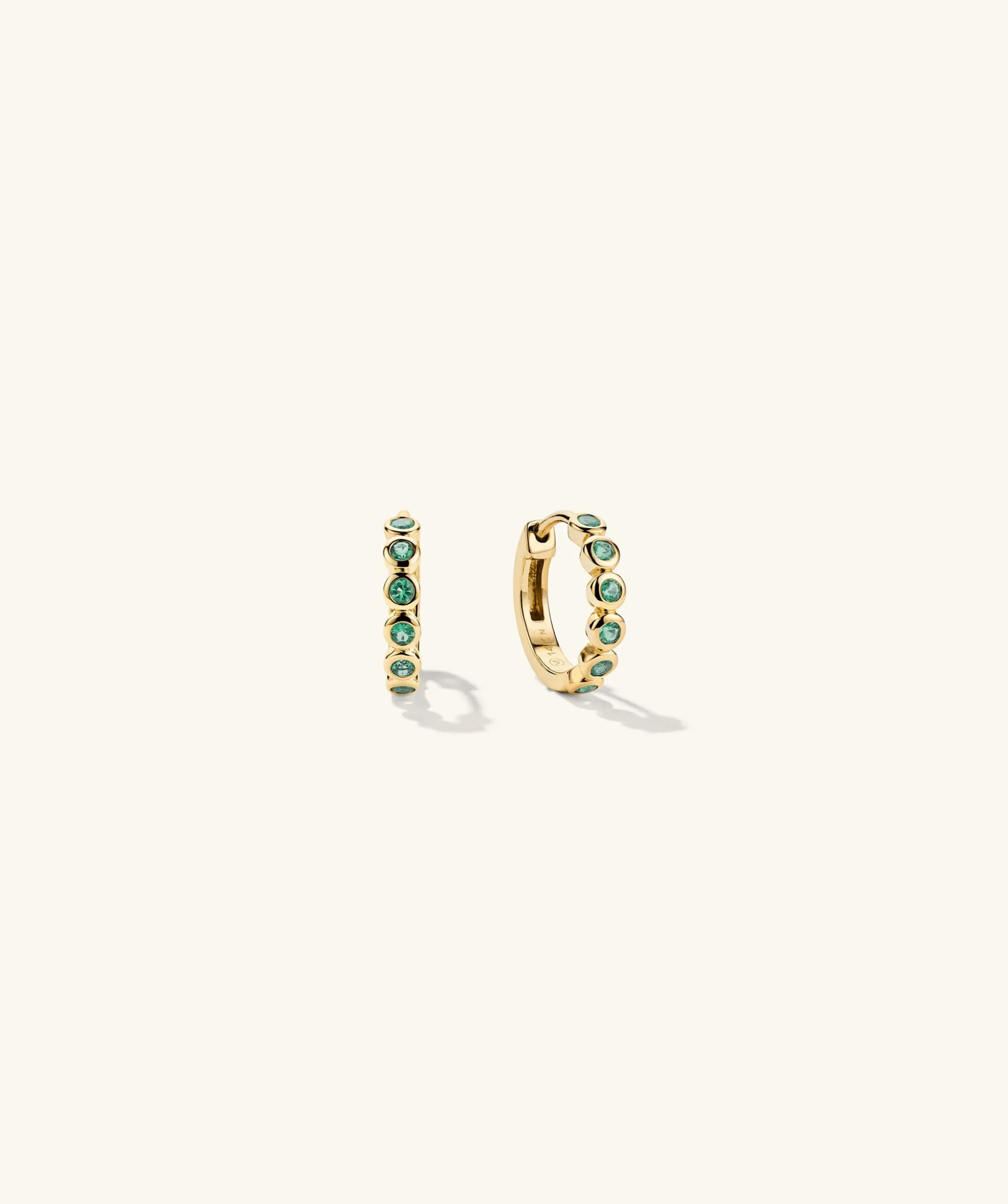 Mejuri Bezel Emerald Huggies- Hoop Earrings | Earrings