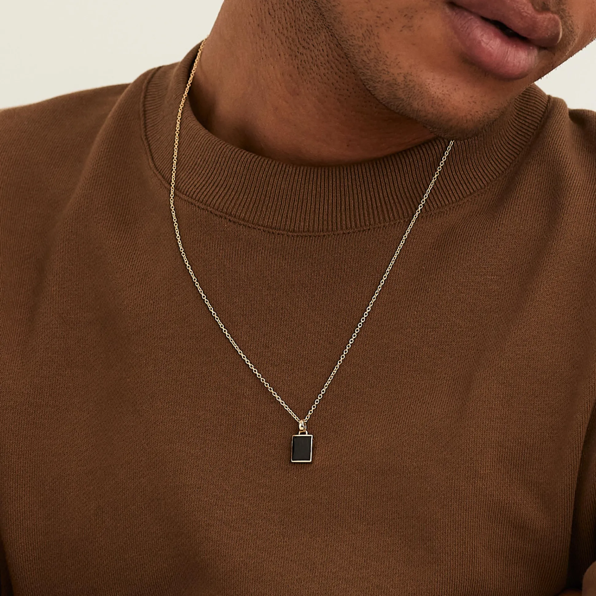 Mejuri Black Onyx Pendant Necklace- Necklaces | Men's