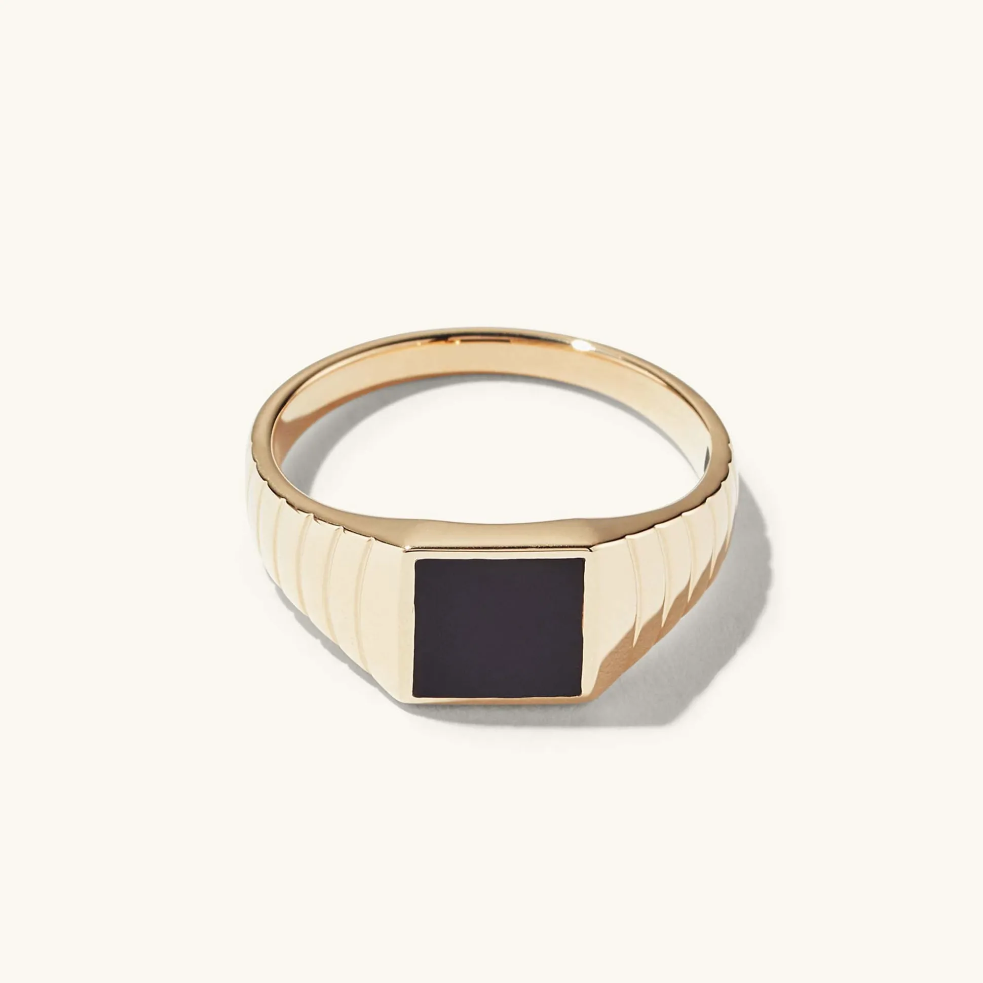 Mejuri Black Onyx Square Signet Ring- Rings | Men's