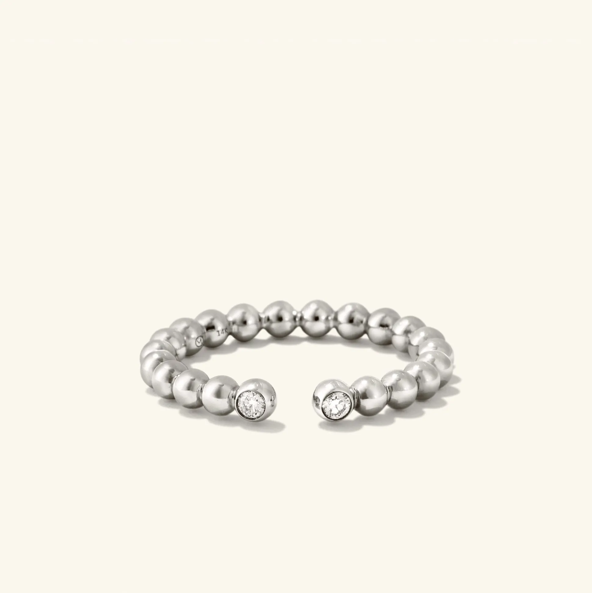 Mejuri Bold Beaded Diamond Open Ring- Stackable Rings | Rings