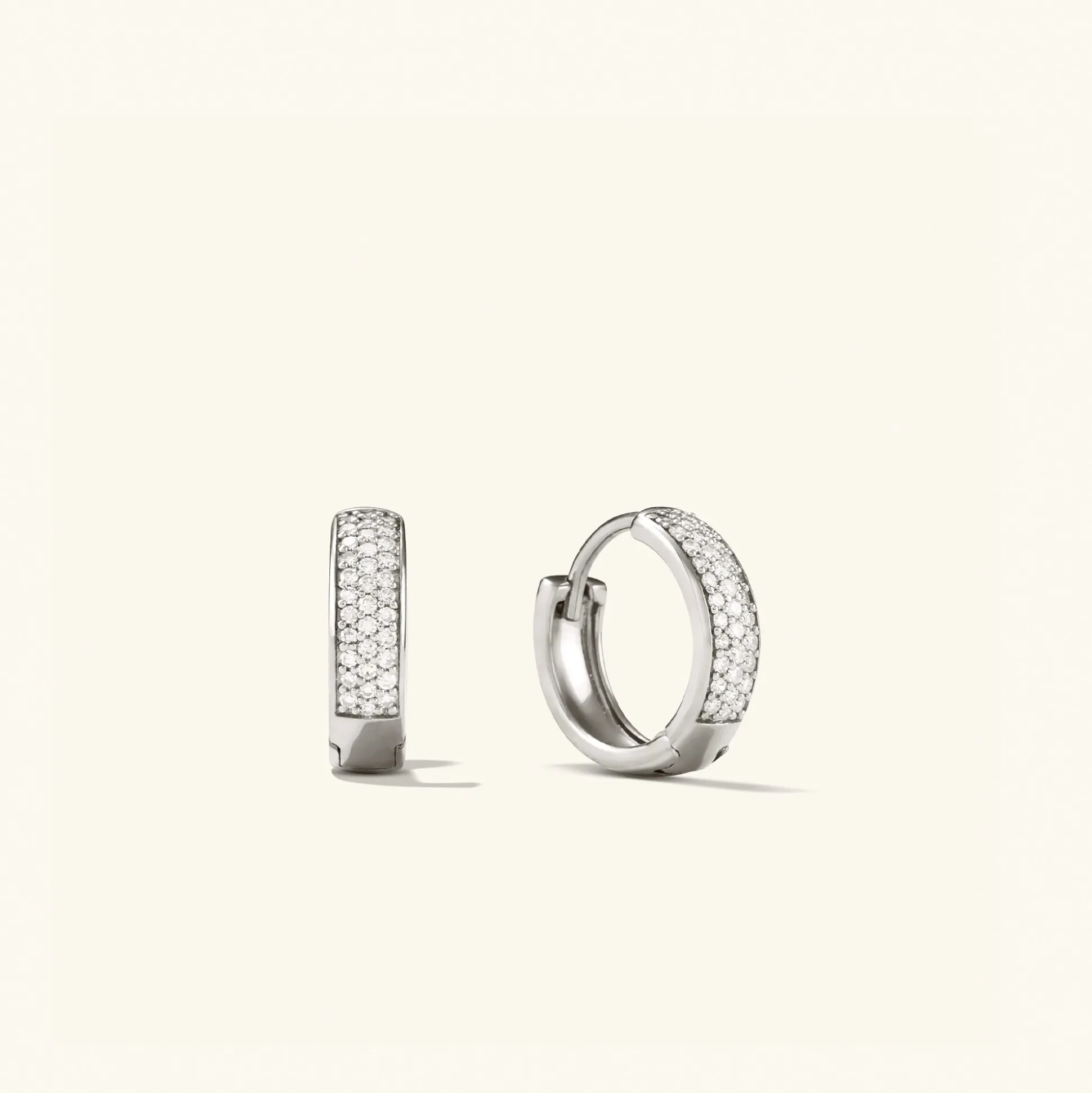 Mejuri Bold Pavé Diamond Huggie Hoops- Hoop Earrings | Earrings