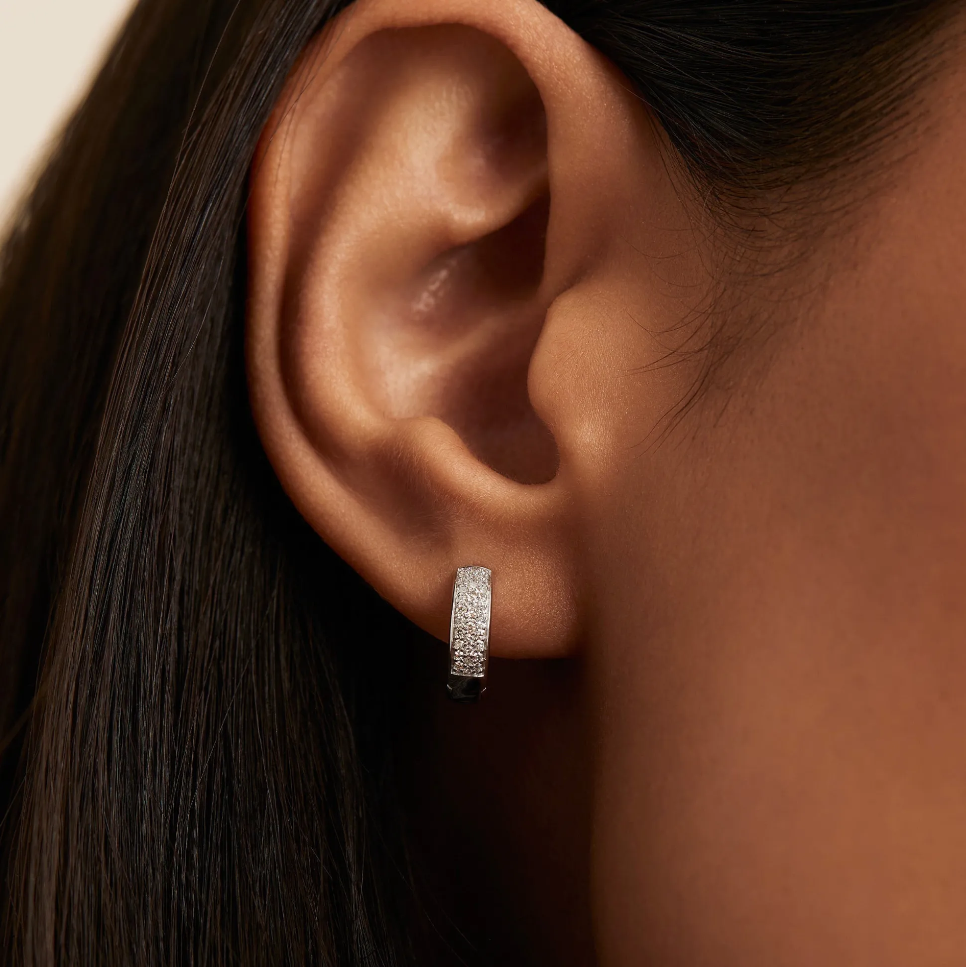 Mejuri Bold Pavé Diamond Huggie Hoops- Hoop Earrings | Earrings