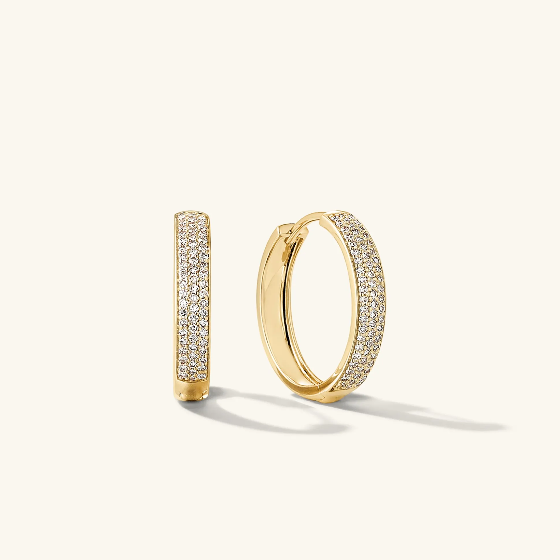 Mejuri Bold Pavé Diamond Medium Hoops- Hoop Earrings | Earrings