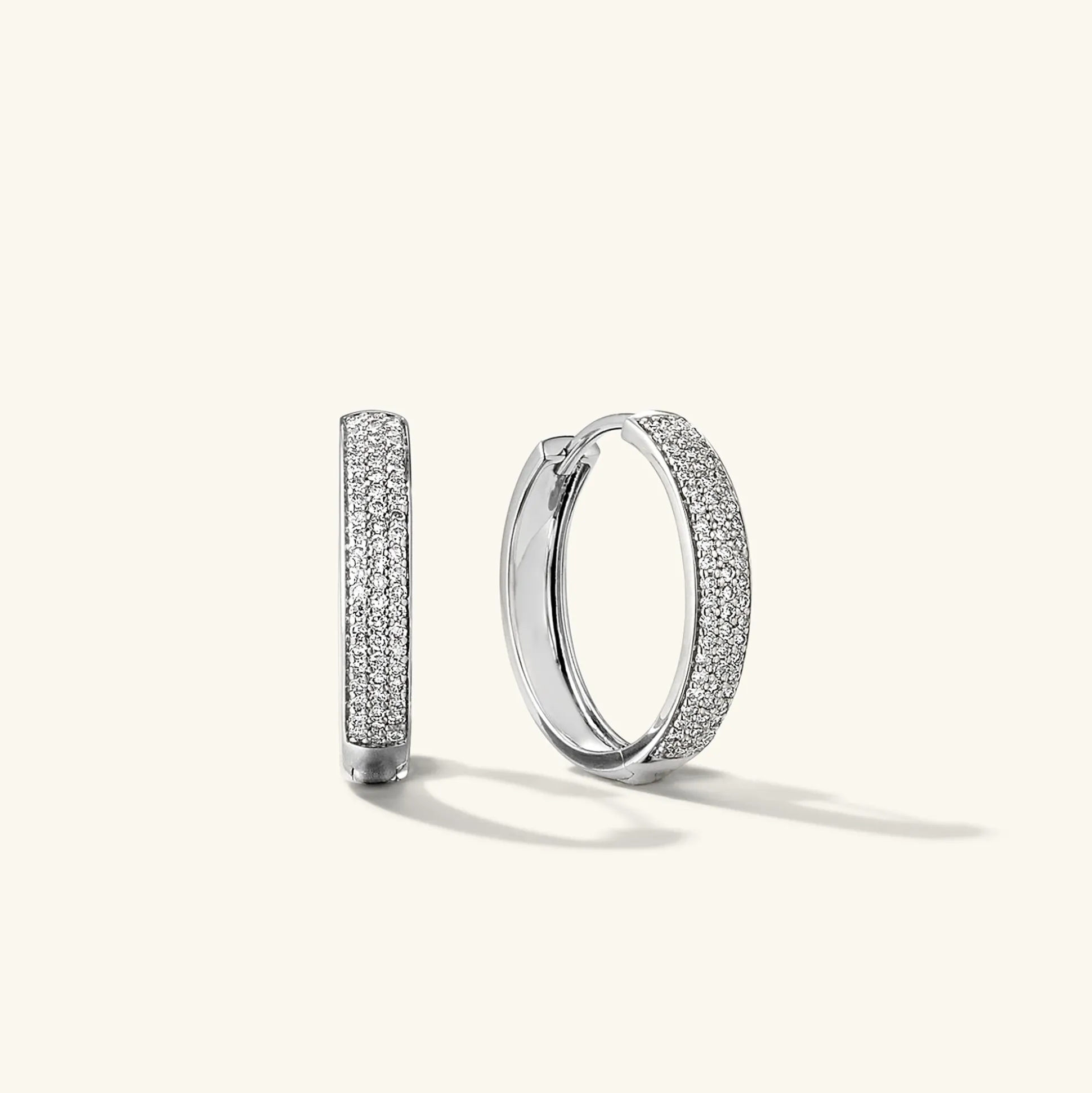 Mejuri Bold Pavé Diamond Medium Hoops- Hoop Earrings | Earrings