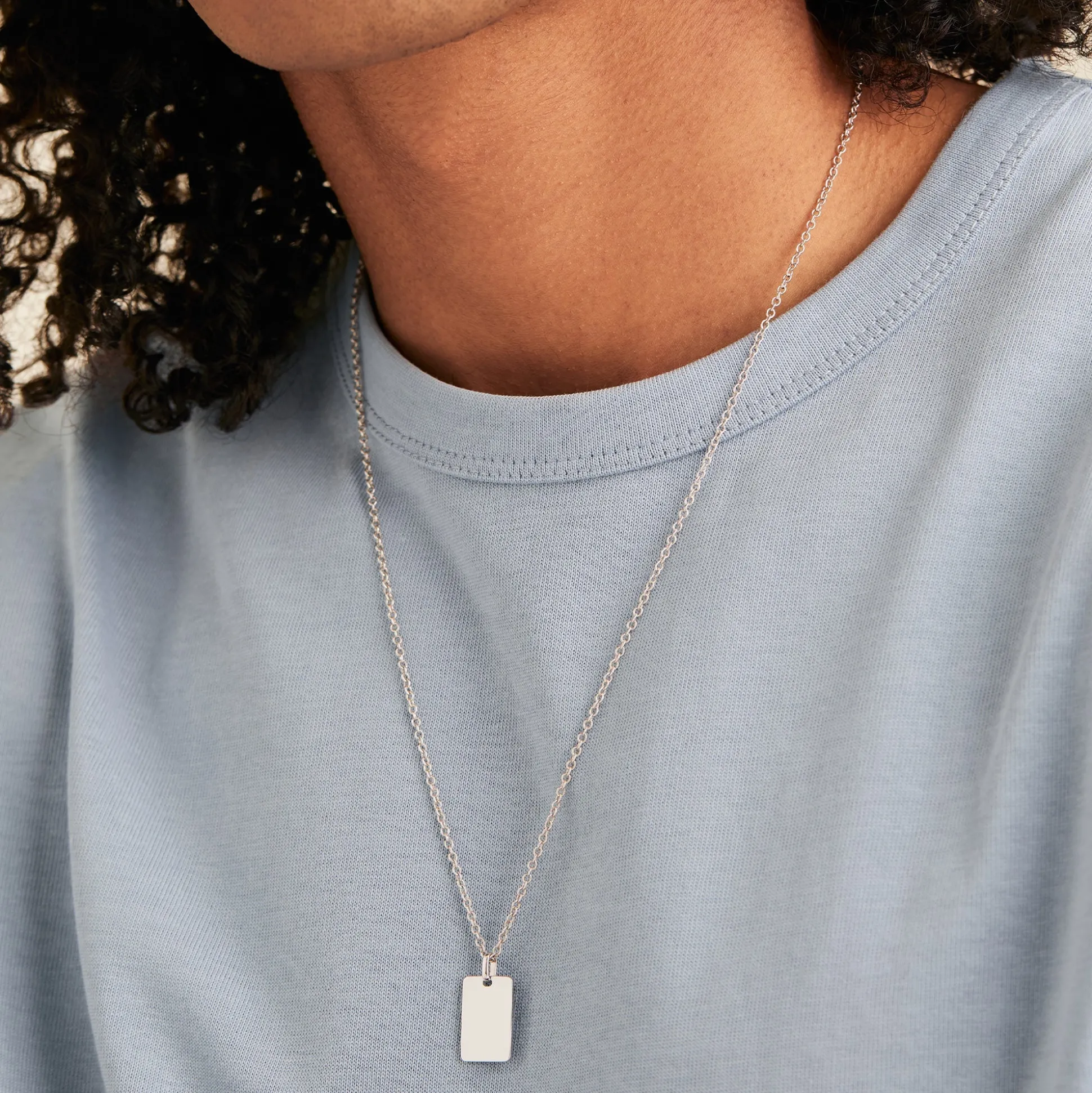 Mejuri Cable Chain Tag Necklace- Necklaces | Men's
