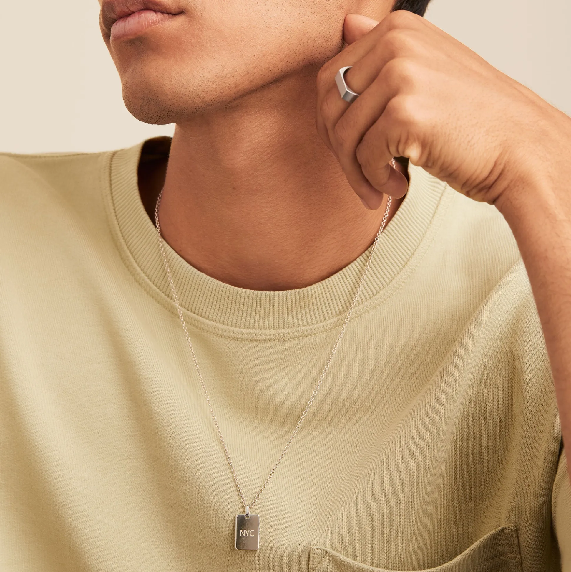 Mejuri Cable Chain Tag Necklace- Necklaces | Men's