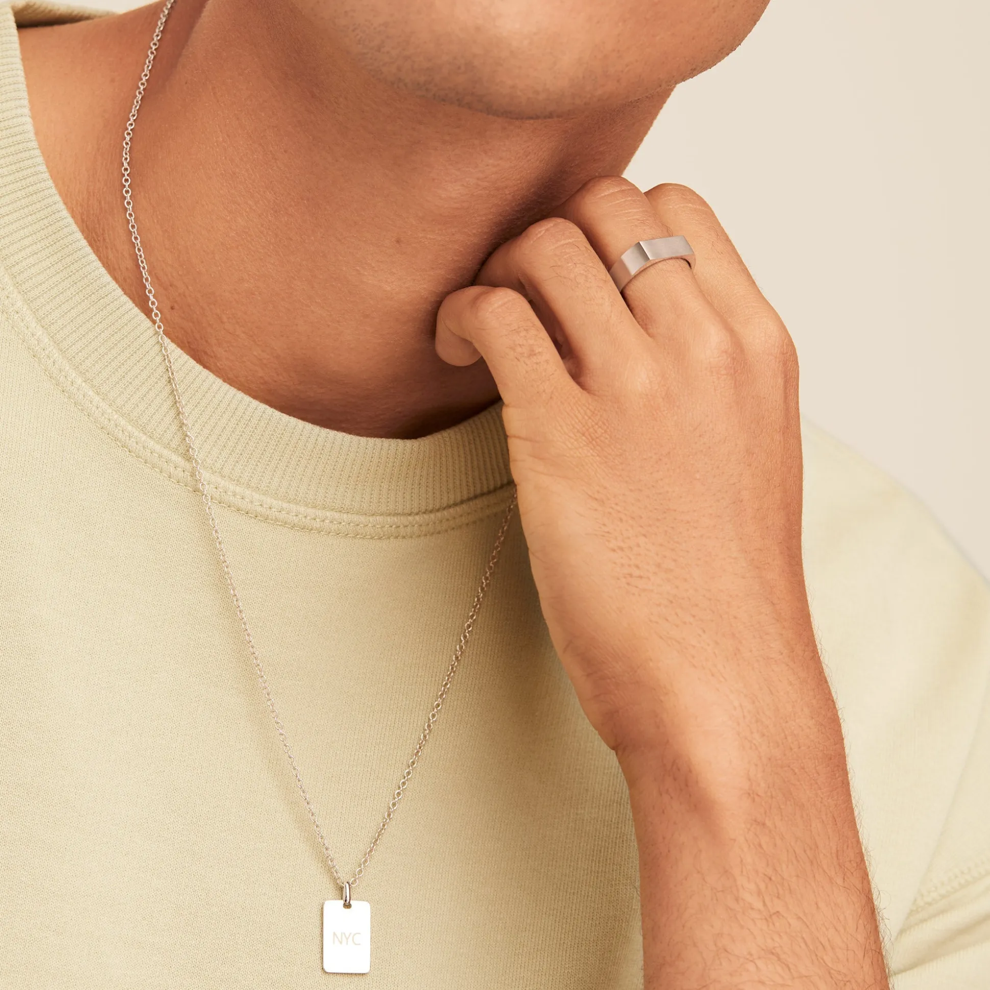 Mejuri Cable Chain Tag Necklace- Necklaces | Men's