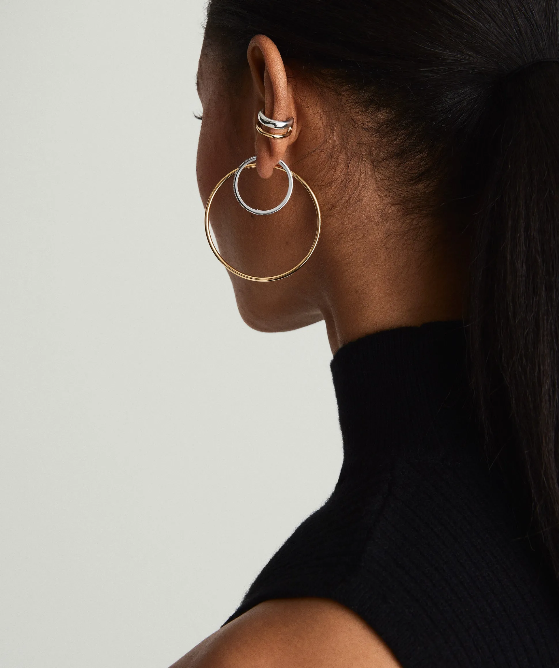 Mejuri Duet Mixed Ear Cuff- Single Earrings | Ear Cuffs