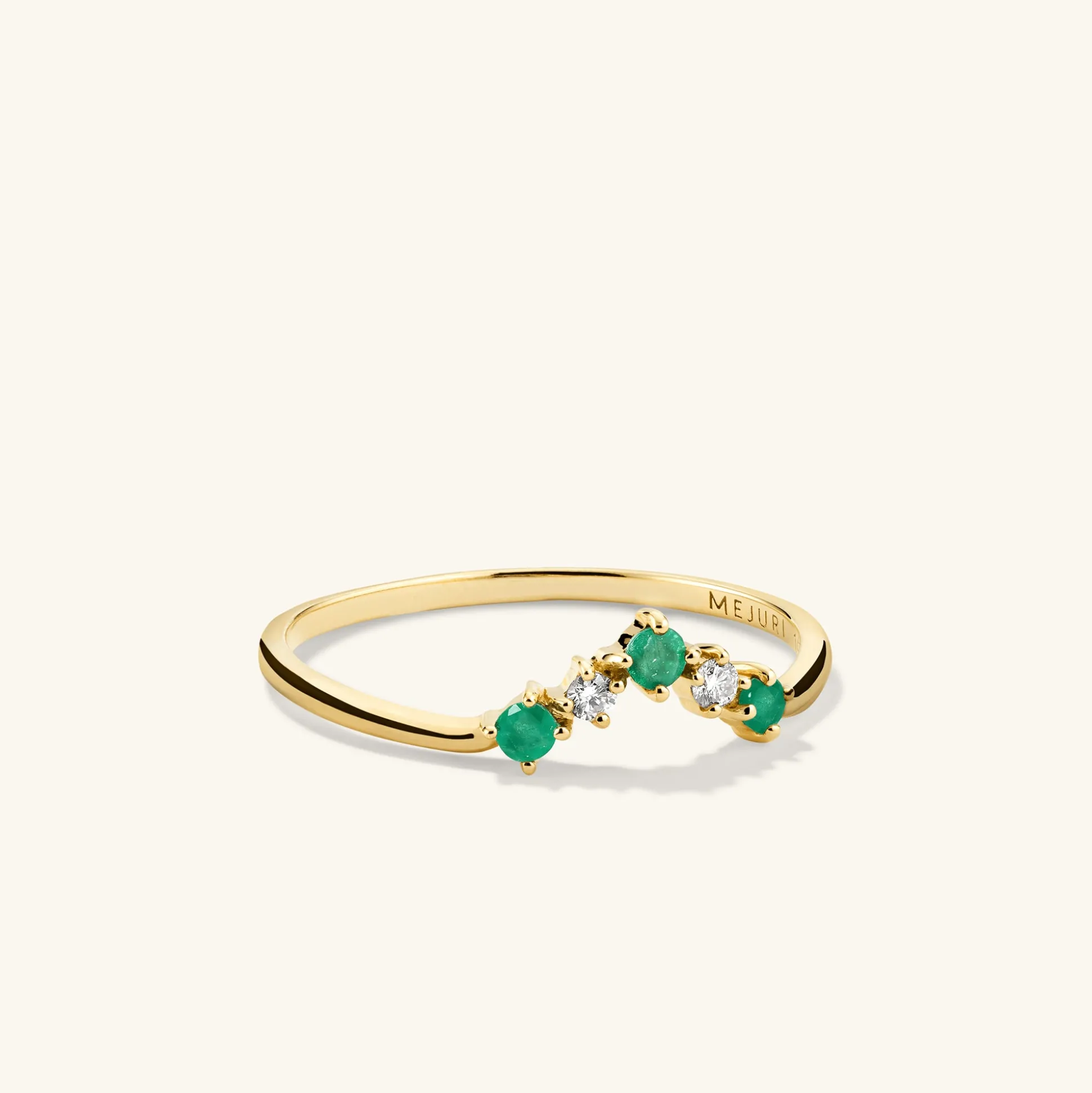 Mejuri Emerald and Diamond Wishbone Ring- Stackable Rings | Rings