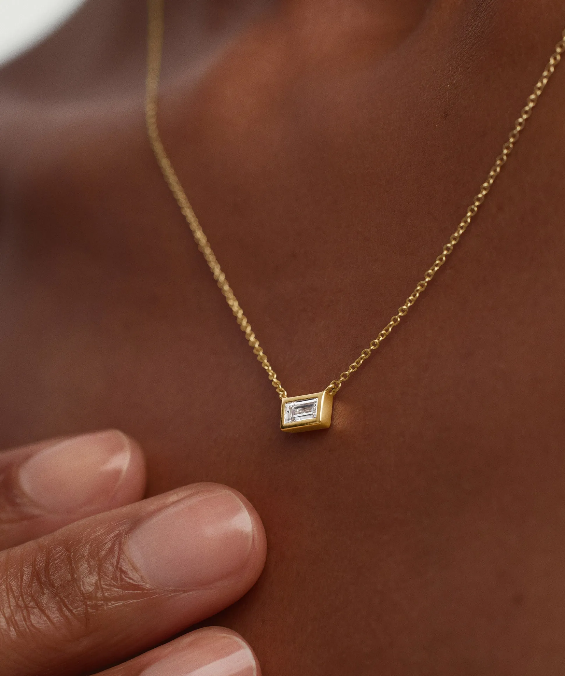 Mejuri Lab Grown Diamond Baguette Necklace- Necklaces