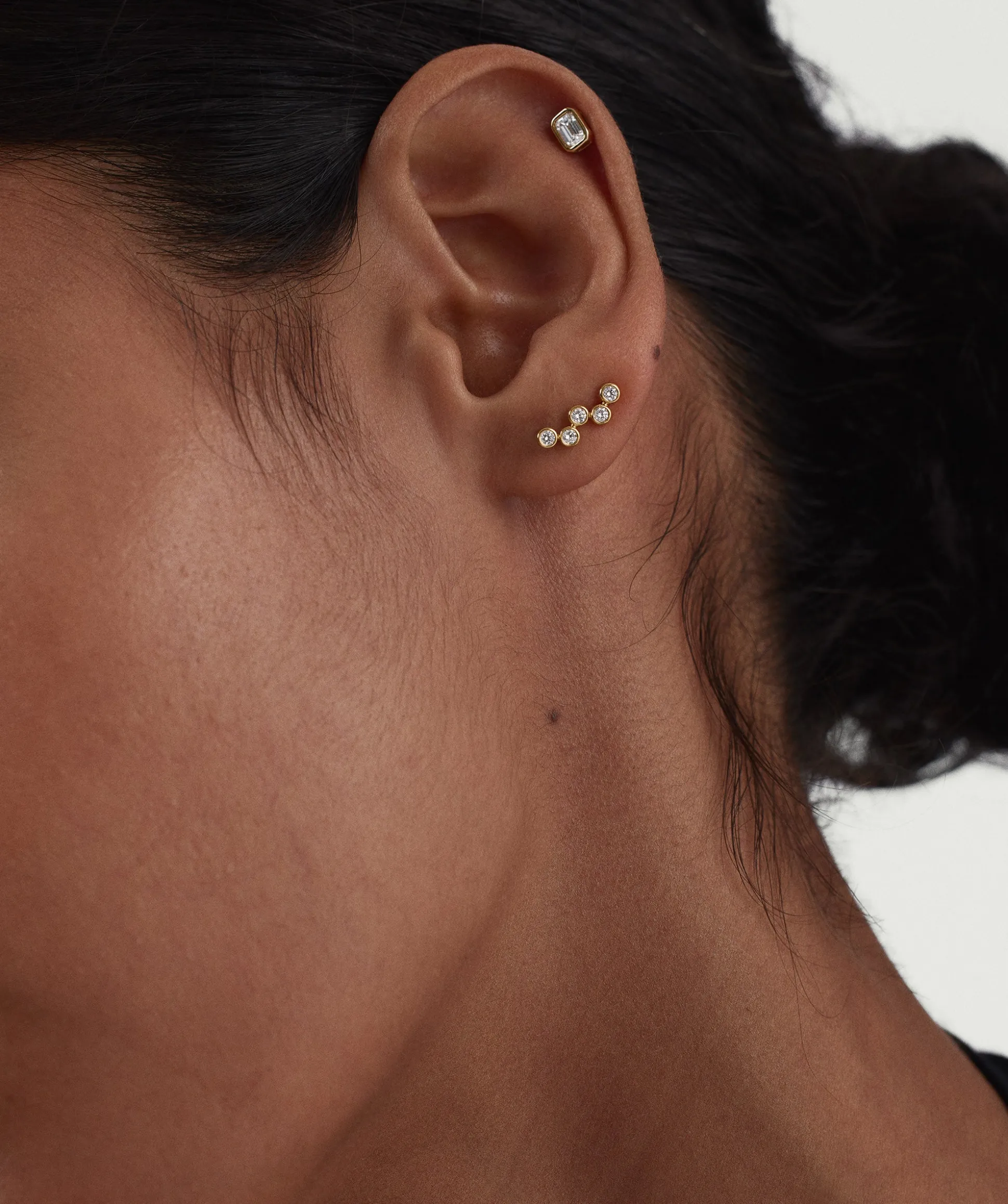 Mejuri Lab Grown Diamond Zig-Zag Climber Studs- Stud Earrings | Earrings