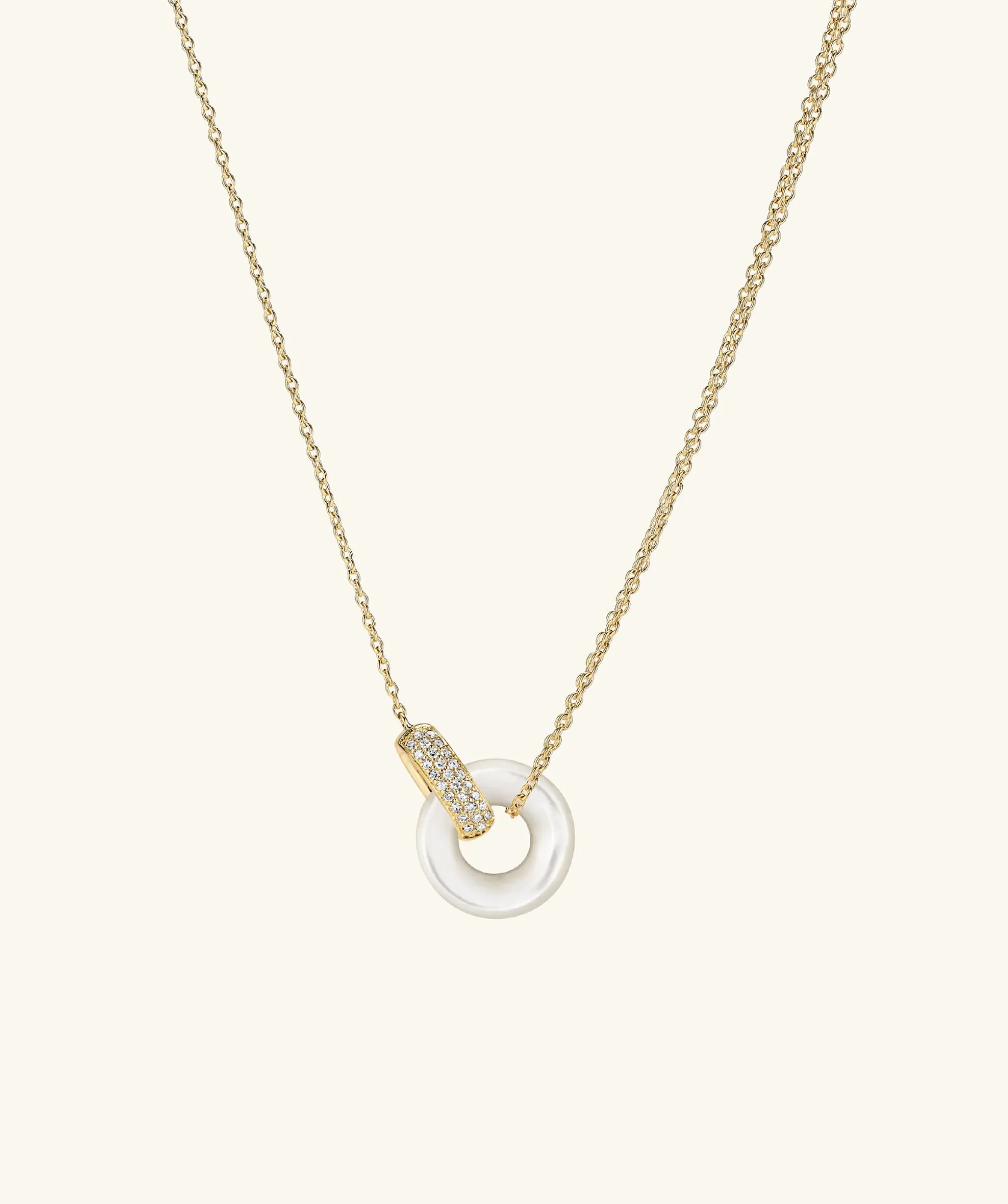 Mejuri Linked Pavé Diamond Pearl Necklace- Necklaces