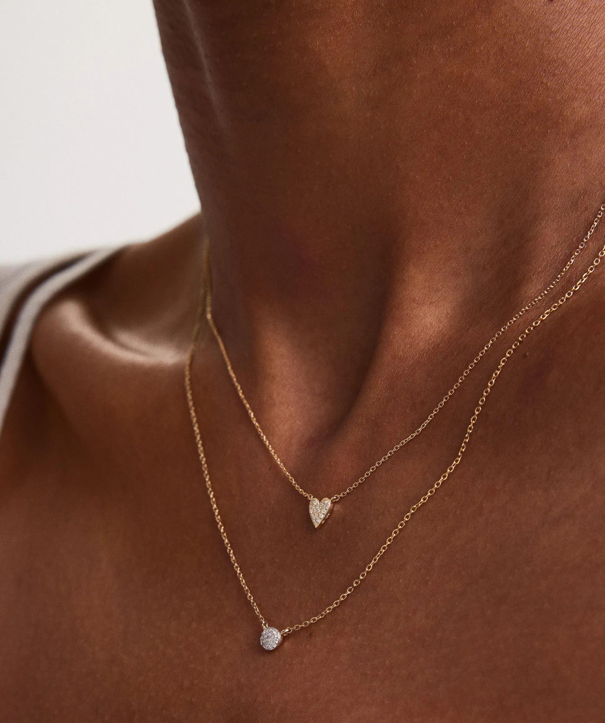 Mejuri Mini Heart Pavé Diamond Necklace- Necklaces