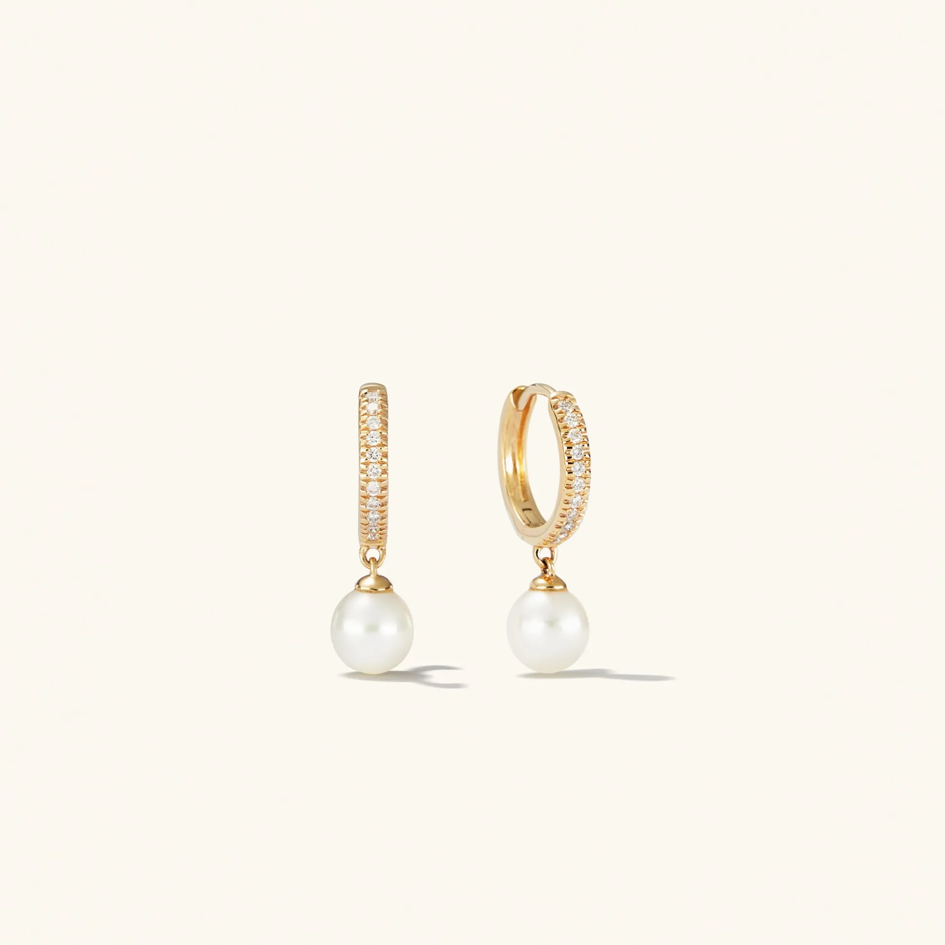 Mejuri Pavé Diamond Pearl Huggies- Hoop Earrings | Earrings