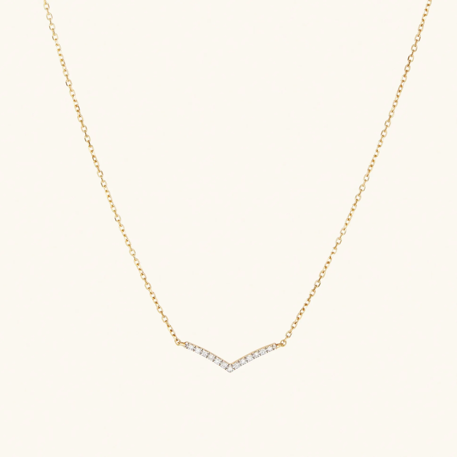 Mejuri Pavé Diamond Wishbone Necklace- Necklaces