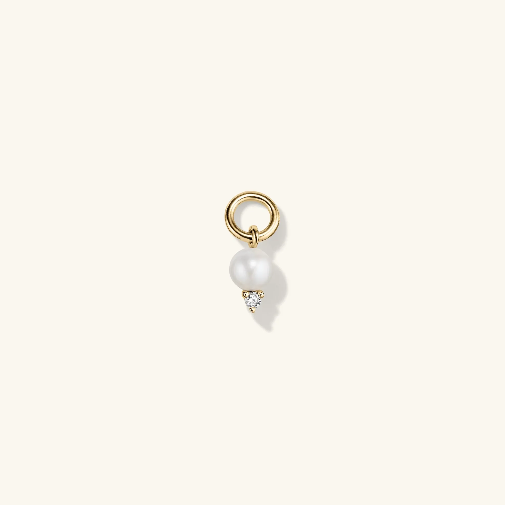 Mejuri Single Diamond and Pearl Hoop Charm- Hoop Charms | Earrings