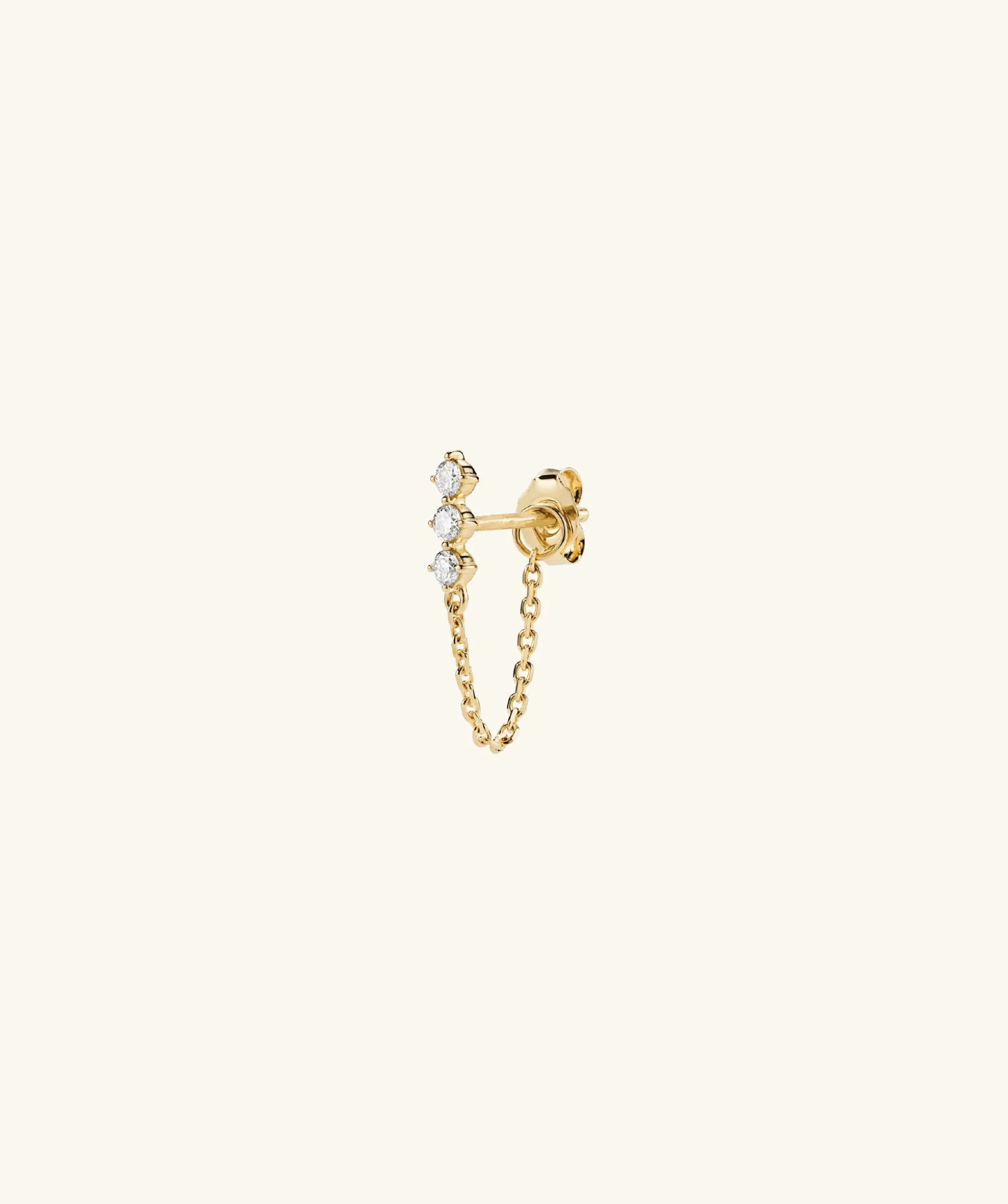 Mejuri Single Diamond Trio Chain Stud- Single Earrings | Stud Earrings