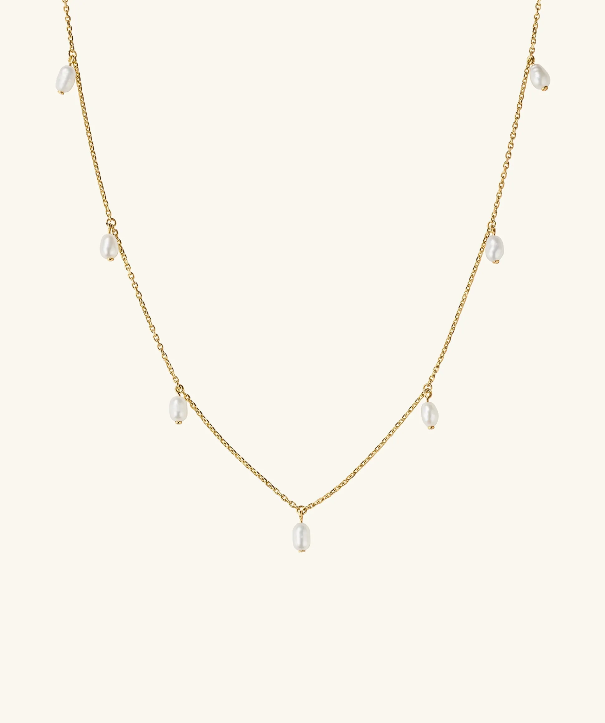 Mejuri Tiny Pearl Station Necklace- Necklaces